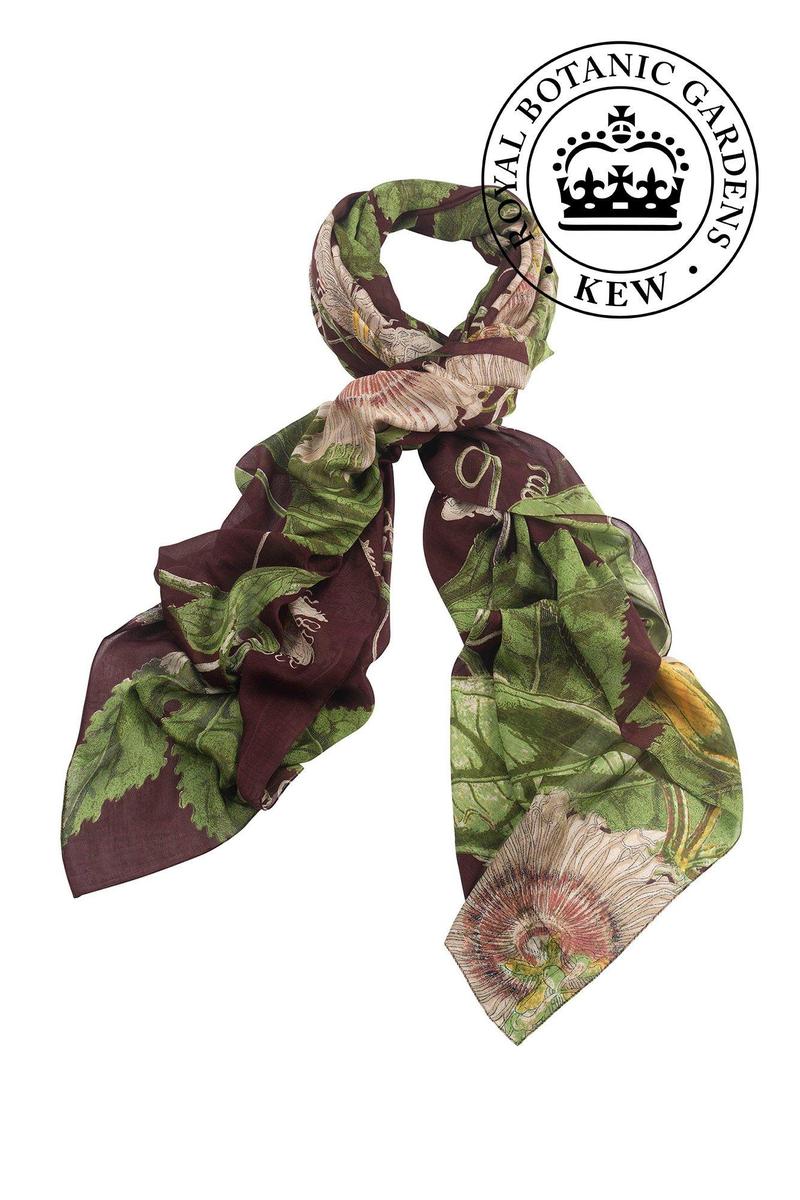 One Hundred Stars Passion Flower Burgundy Scarf