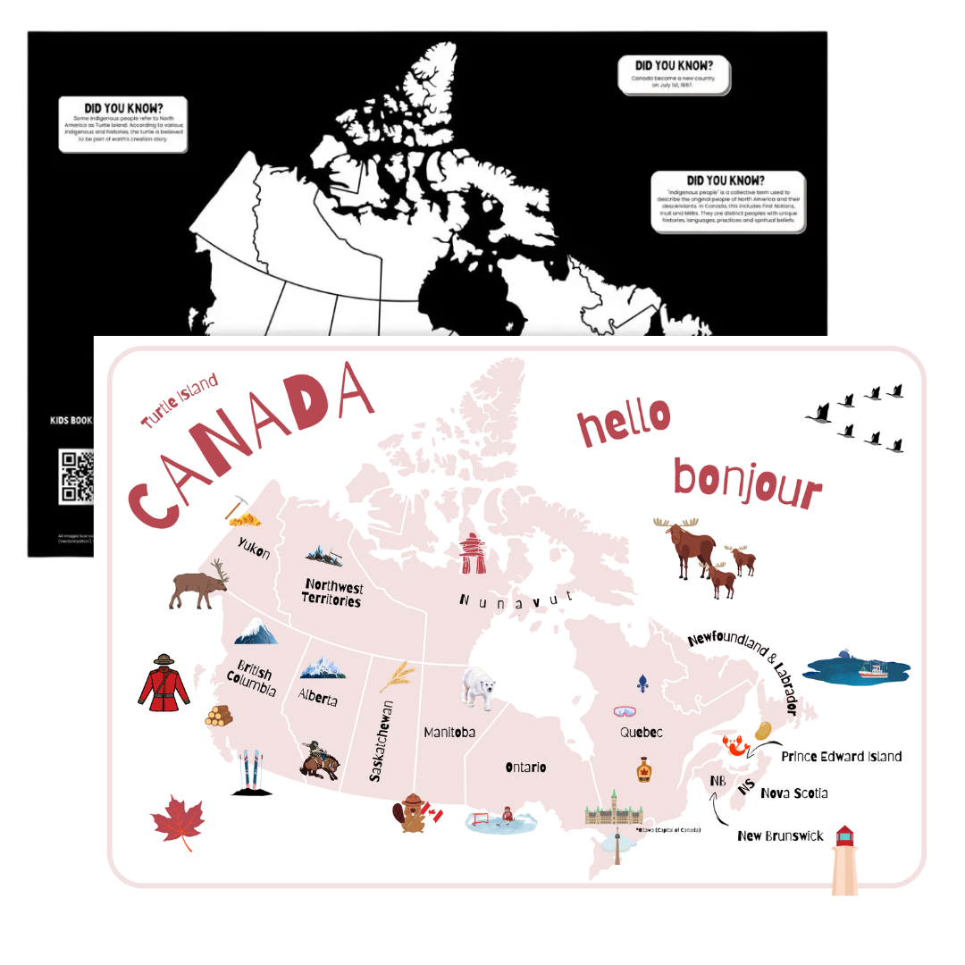 Doodle Paw Press - Map of Canada Kids Placemat – Double-Sided & Wipeable