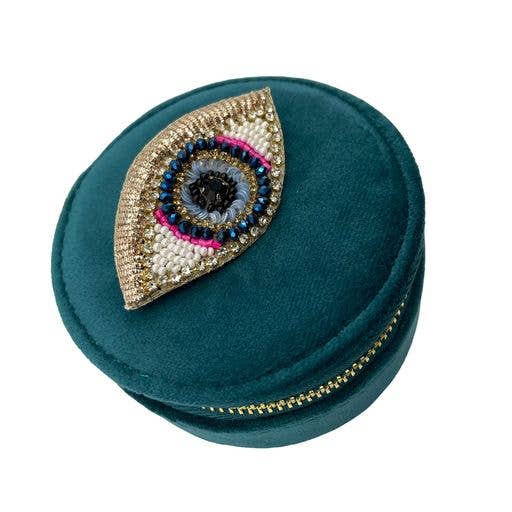 Jewellery Travel Pot Teal - Golden Eye Pin