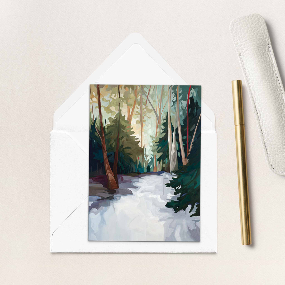 Susannah Bleasby Art - Winter Forest Painting | Fine Art Greeting Card | Blank Card