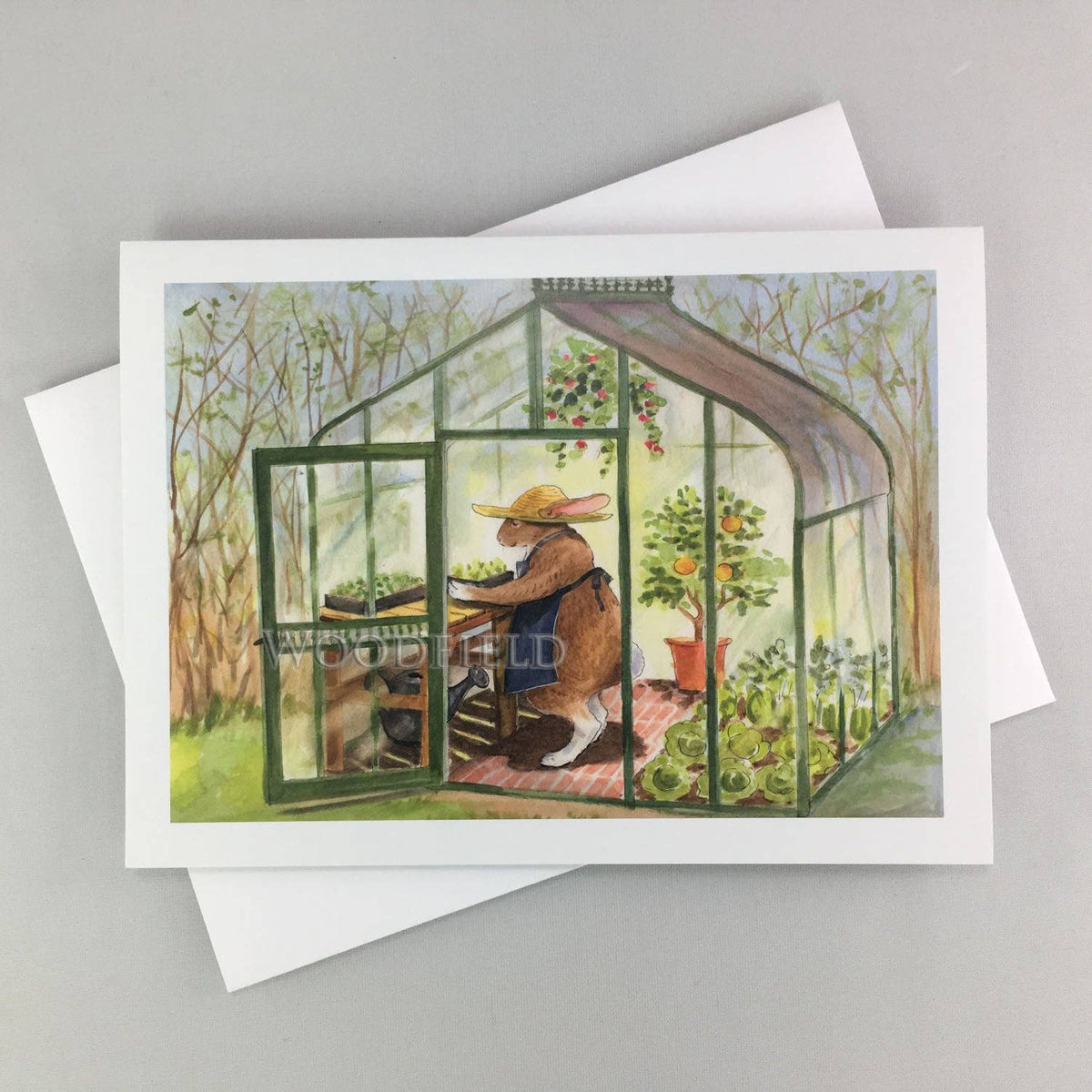 Woodfield Press - Greenhouse Rabbit Notecard