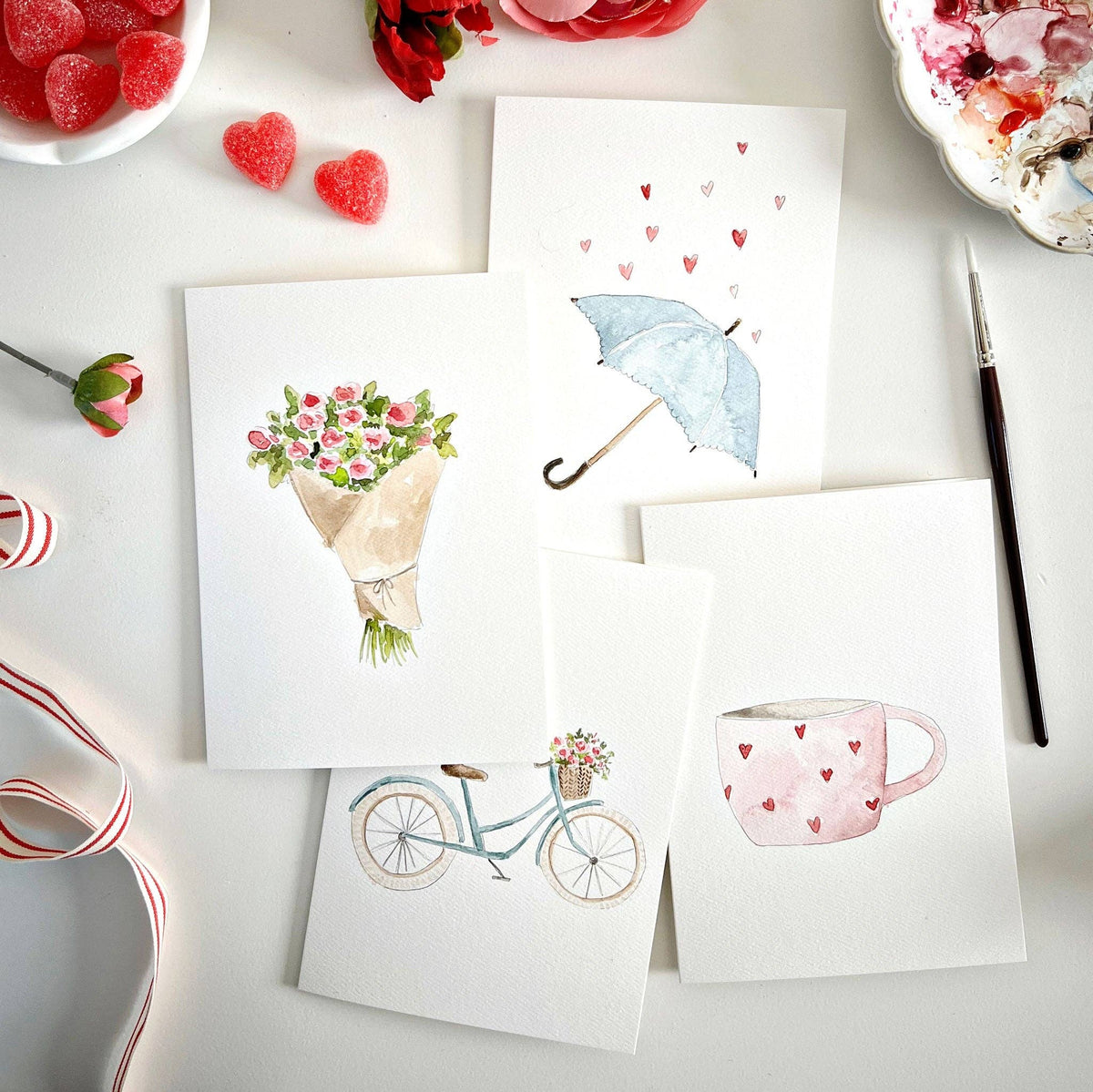 emily lex studio - Love sweet love paintable watercolor notecard set