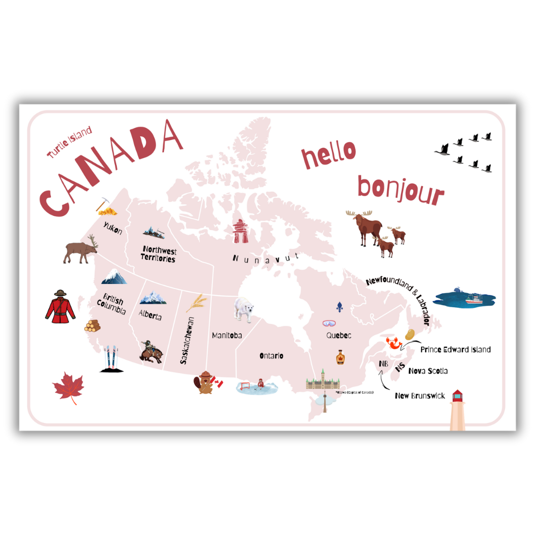 Doodle Paw Press - Map of Canada Kids Placemat – Double-Sided & Wipeable