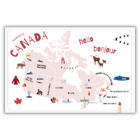 Doodle Paw Press - Map of Canada Kids Placemat – Double-Sided & Wipeable