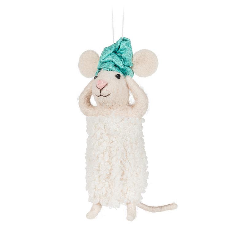 Spa Mouse in a Towel Ornament