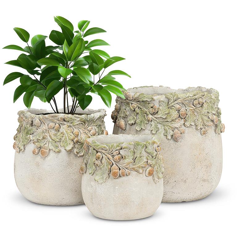 Oak Leaves and Acorns Planter