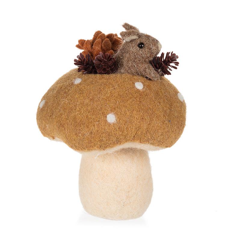Felted Mouse in Mushroom