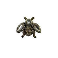 Beaded bee brooch in pale gold - Large