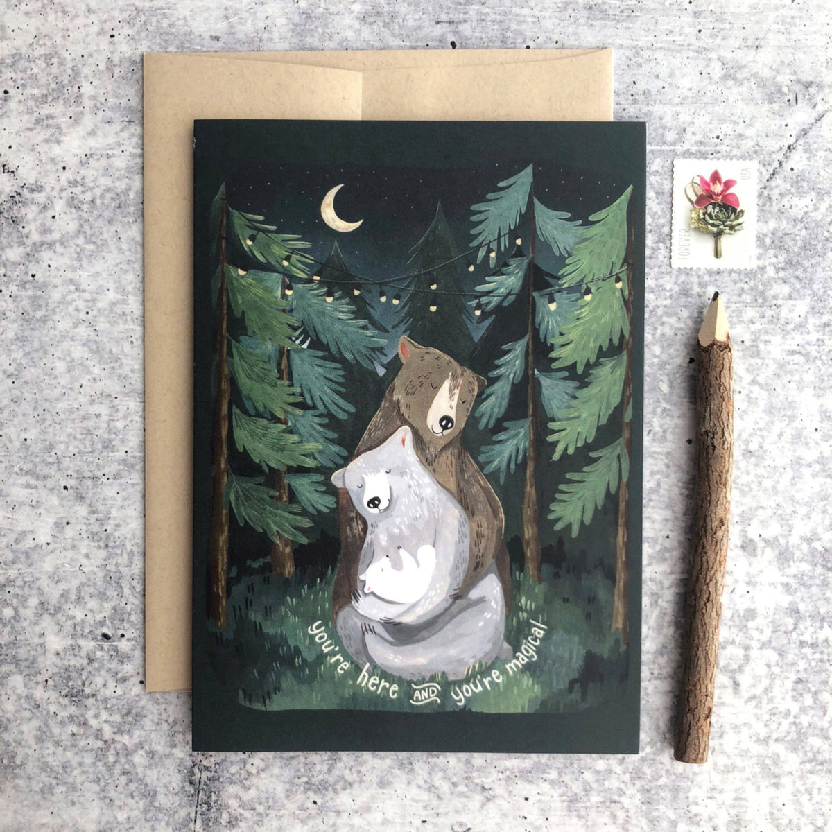 Canyon & Cove Art - Night Forest New Baby Card