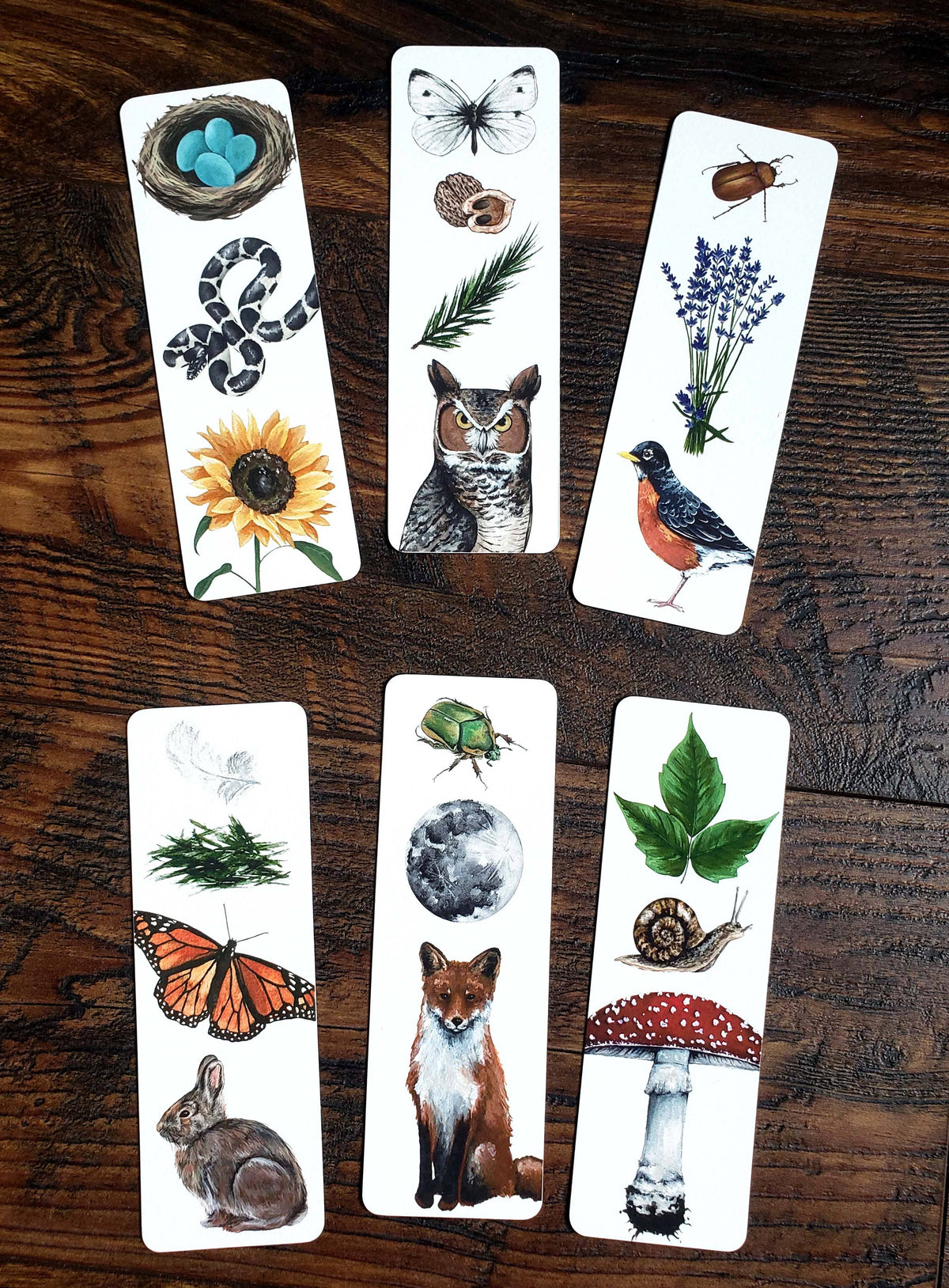 Stephanie Hathaway Designs - Backyard Nature Bookmarks Pack, Set of 6 Bookmarks