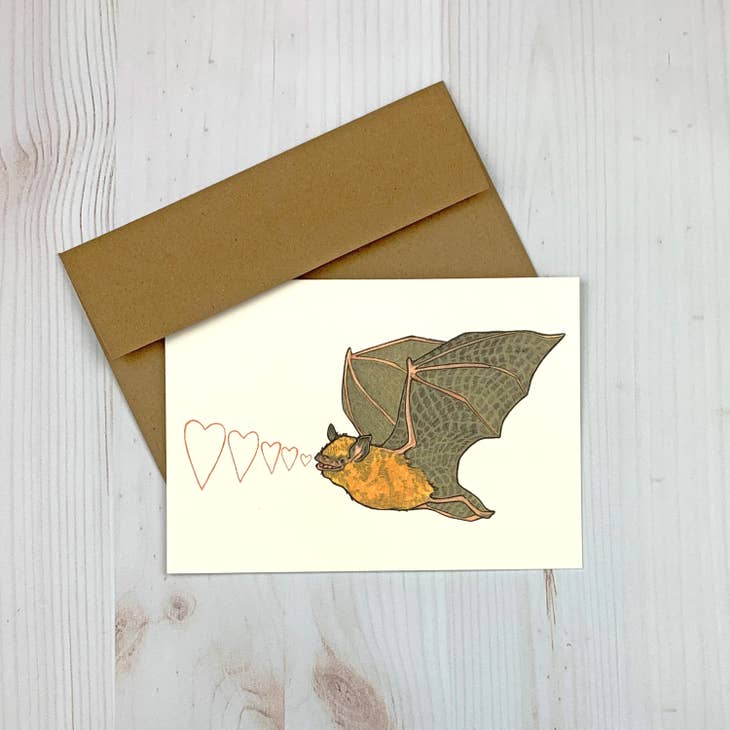 Bat Echolocation Love 5x7" Notecard