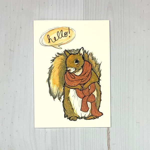 Squirrel Scarf 5x7" Notecard