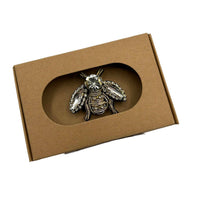 Beaded bee brooch in pale gold - Large