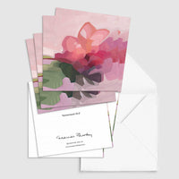 Susannah Bleasby Art - Pink flower abstract art | Blank greeting card | Art card