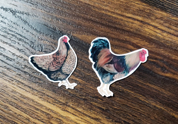 Stephanie Hathaway Designs - Chicken & Rooster Sticker Pack, Set of 2  Matte  Stickers