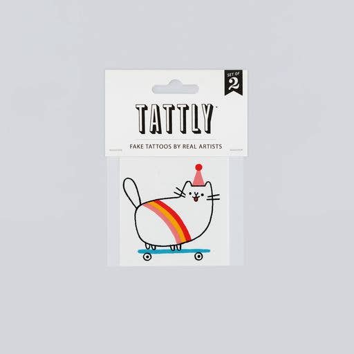 Tattly - Skateboard Kitty Tattoo Pair