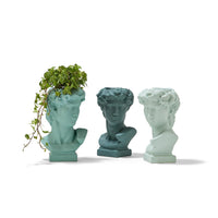 Apollo Grecian Bust Vase/Flower Pot Holder with Rubber Finish Assorted 3 Shades of Green - Ceramic