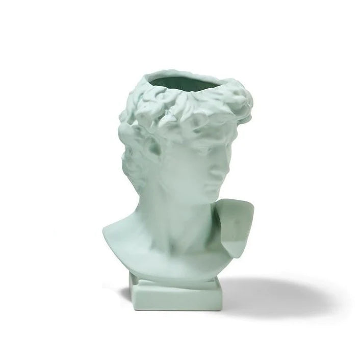 Apollo Grecian Bust Vase/Flower Pot Holder with Rubber Finish Assorted 3 Shades of Green - Ceramic