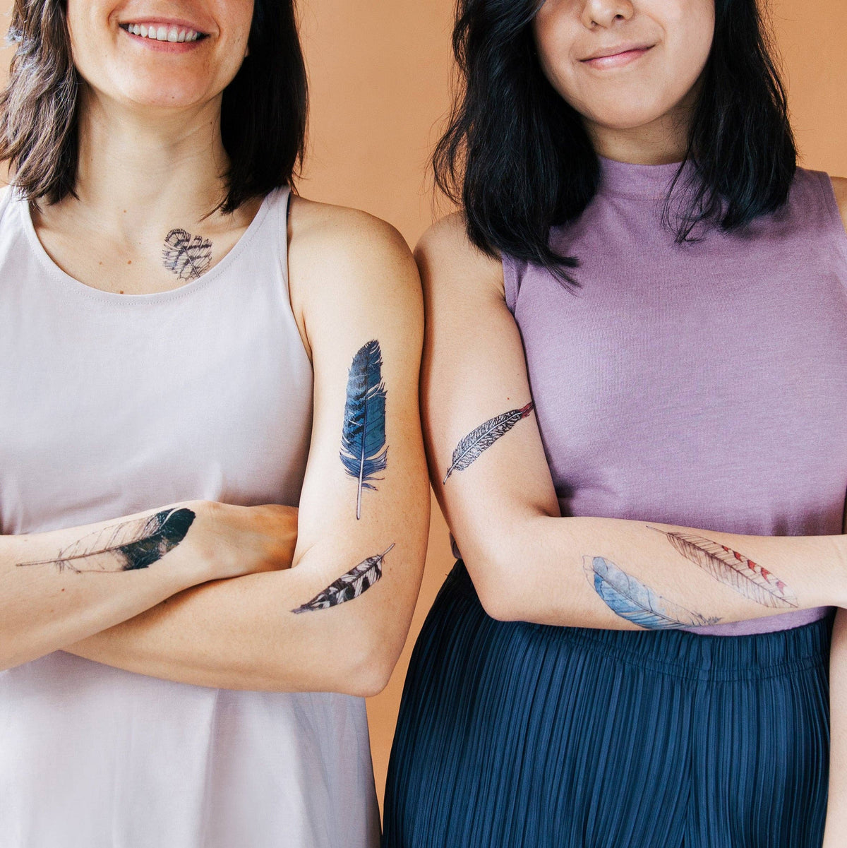 Tattly - Watercolor Feather Tattoo Set