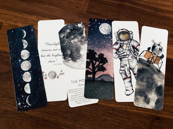 Stephanie Hathaway Designs - Moon Bookmarks Pack, Set of 6 Bookmarks