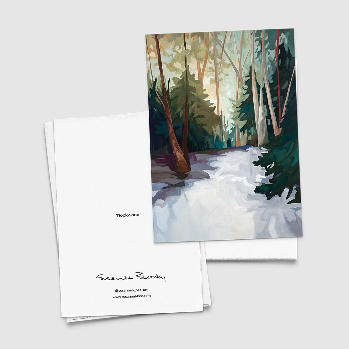 Susannah Bleasby Art - Winter Forest Painting | Fine Art Greeting Card | Blank Card