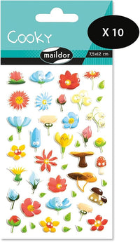 "Cooky Flowers" 3D Stickers - 45 Pack