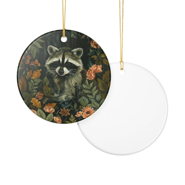 Raccoon Ceramic Christmas Ornament