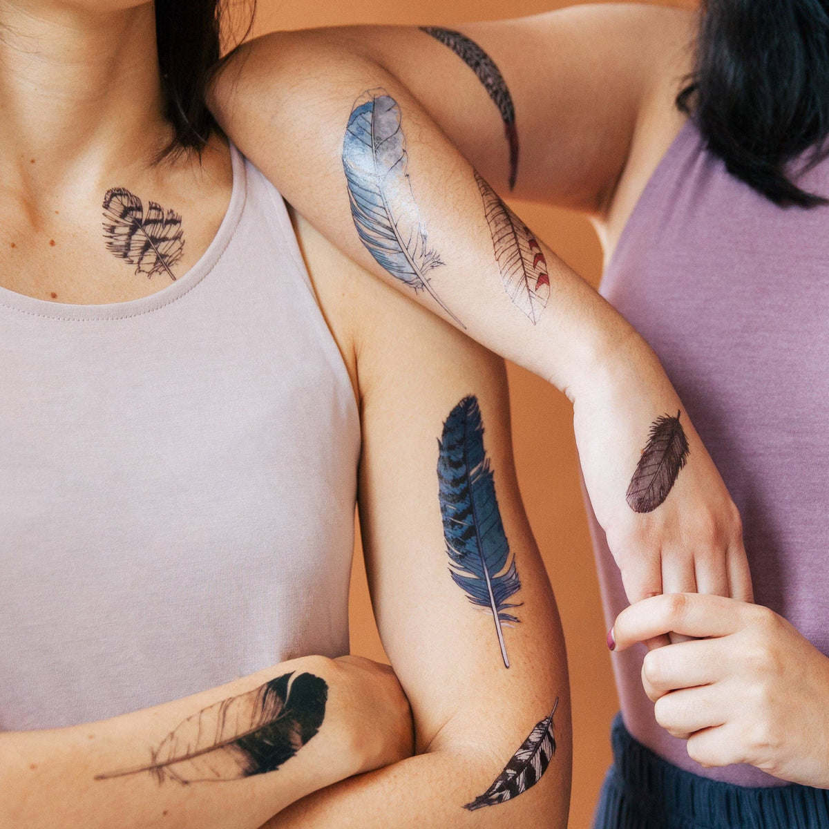 Tattly - Watercolor Feather Tattoo Set