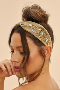 Velvet Embellished Headband - Sage Heart