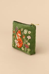 Velvet Embroidered Mini Pouch - Scandinavian Fox