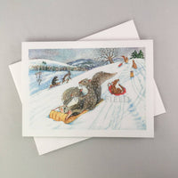Woodfield Press - Sledding Fun Notecard
