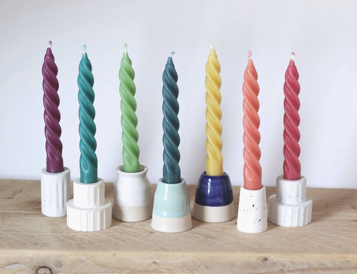 Five Bees Yard - Spring & Summer Collection of Spiral Dinner Beeswax Candles