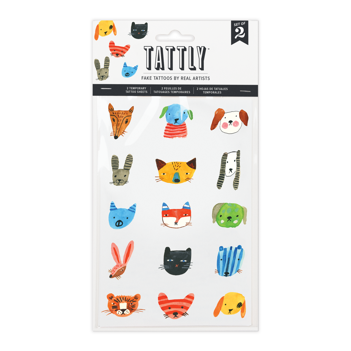 Tattly - Fuzzy Faces Tattoo Sheets
