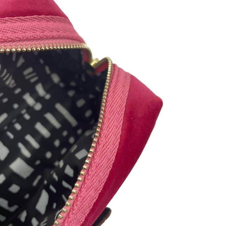 Bright Pink Make-up Bag and Bumblebee Pin