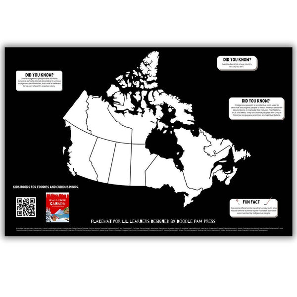 Doodle Paw Press - Map of Canada Kids Placemat – Double-Sided & Wipeable