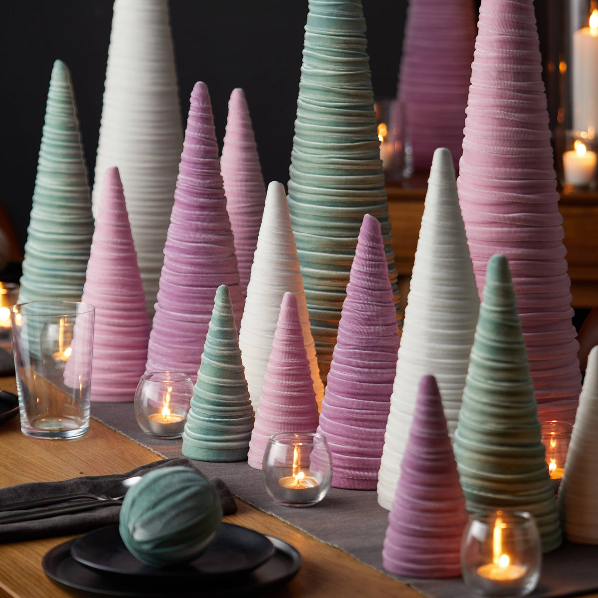 Your Heart's Content - Cones Velvet Extra Large, Christmas 2025 Tree Decor, Mantel