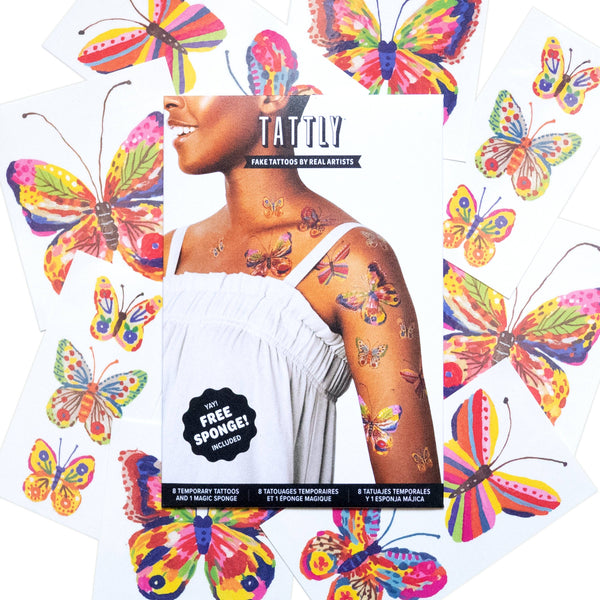 Tattly - Fluttering Colors Tattoo Set
