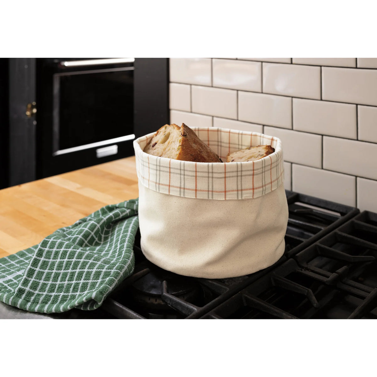 Plaid Canvas Bread Basket