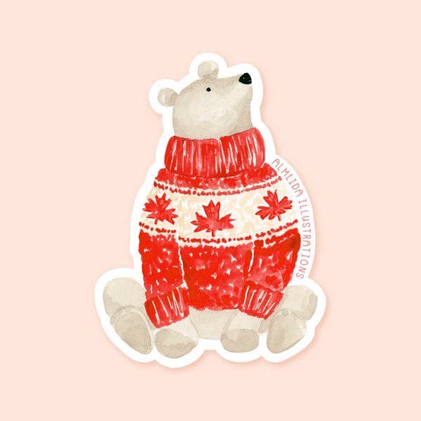 Maple Polar Bear Sticker