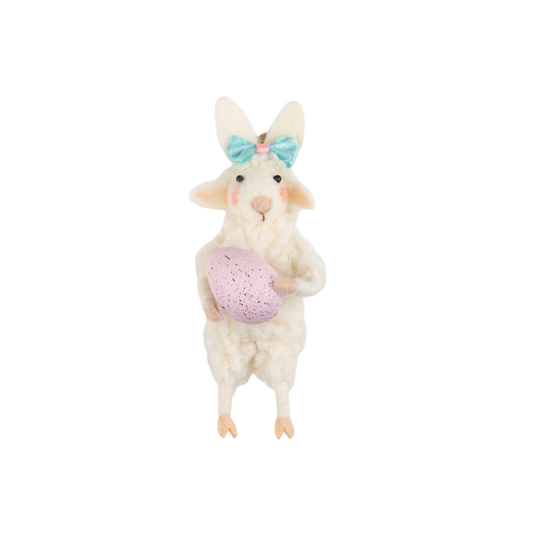 Felt Lamb with bunny ears and easter egg