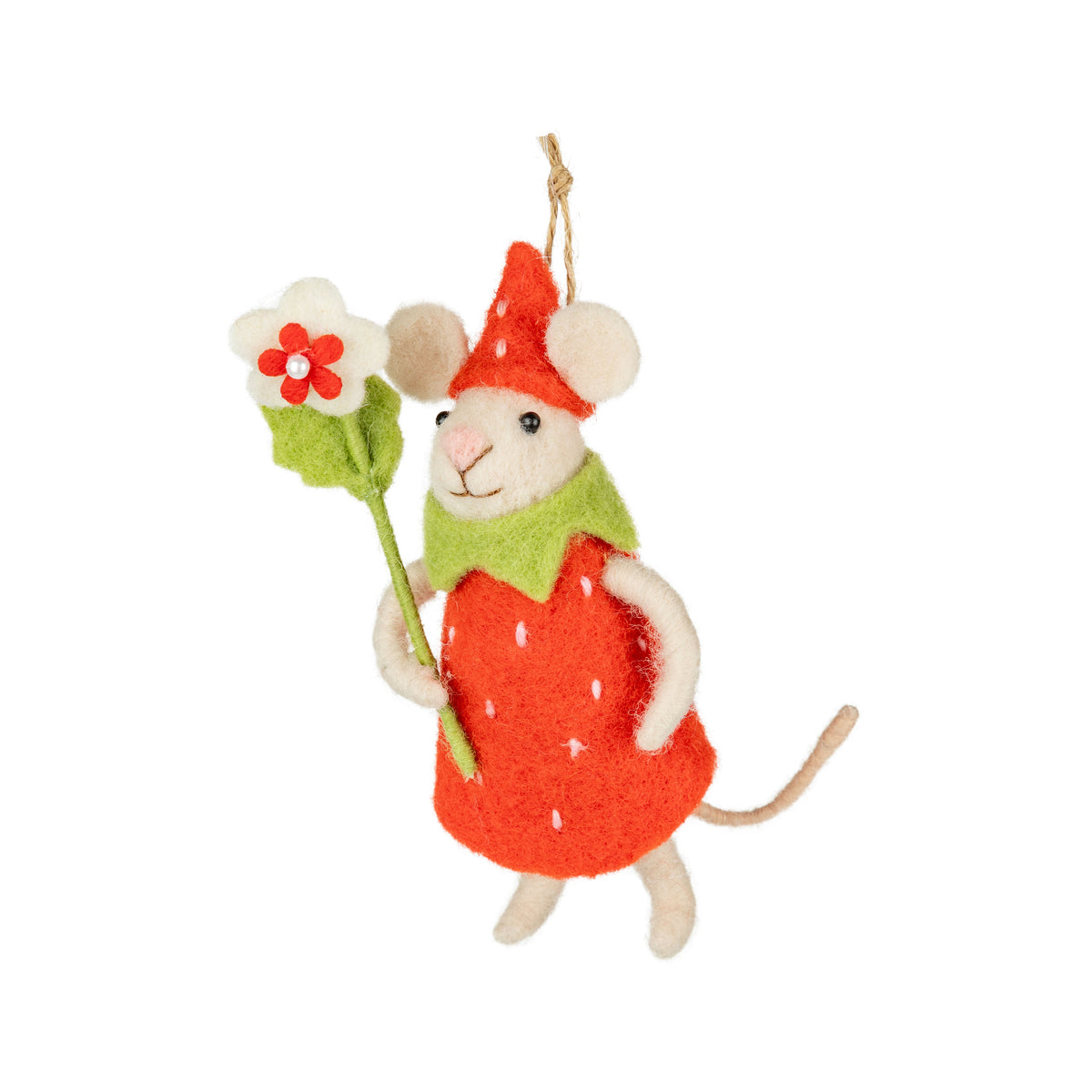 Felt Mouse in Strawberry Costume