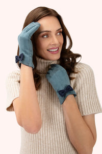 Adalyn Faux Suede Gloves in Navy/Ice