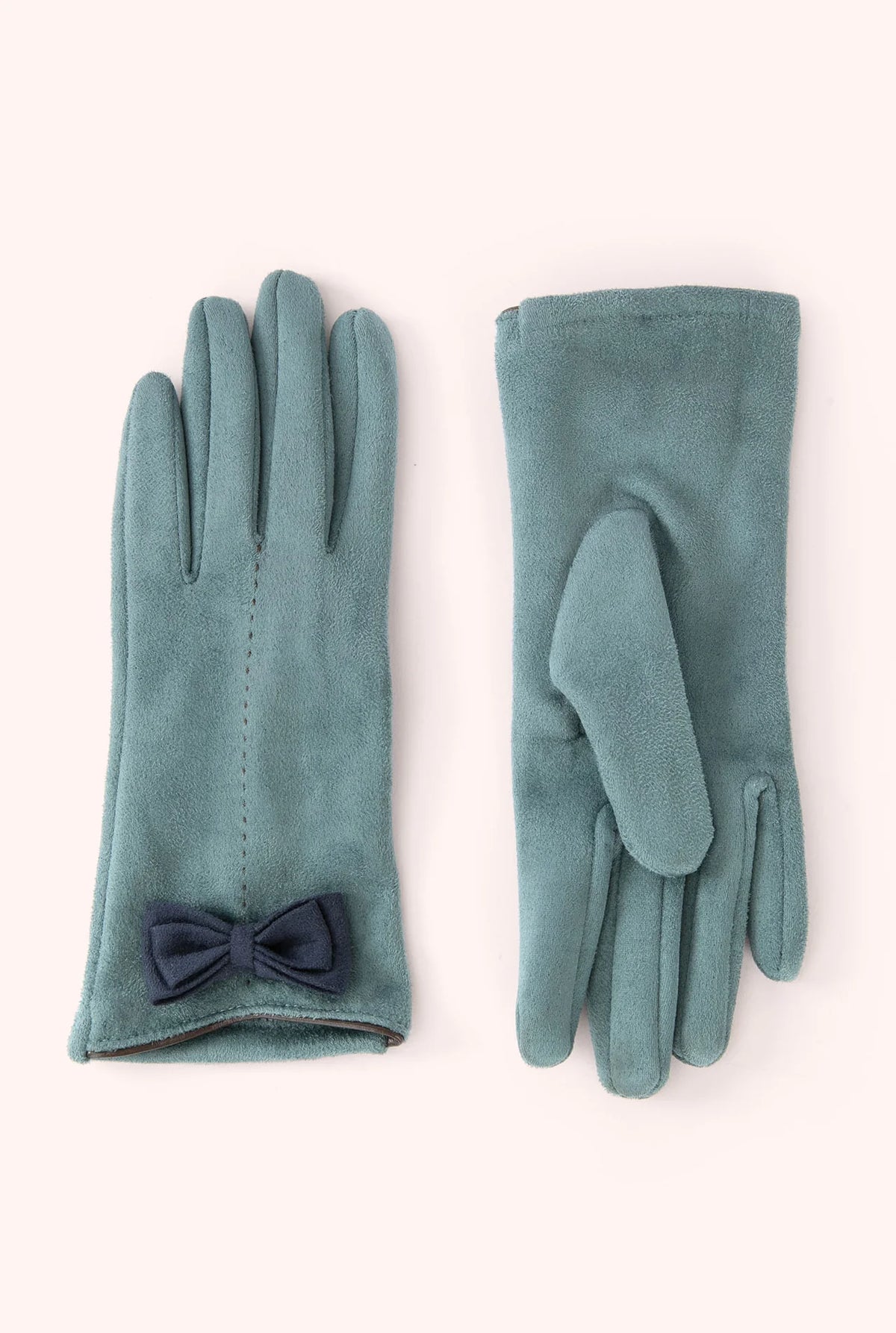 Adalyn Faux Suede Gloves in Navy/Ice