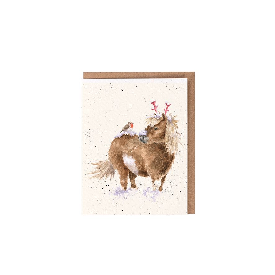 Wrendale One Horse Open Sleigh Enclosure Card