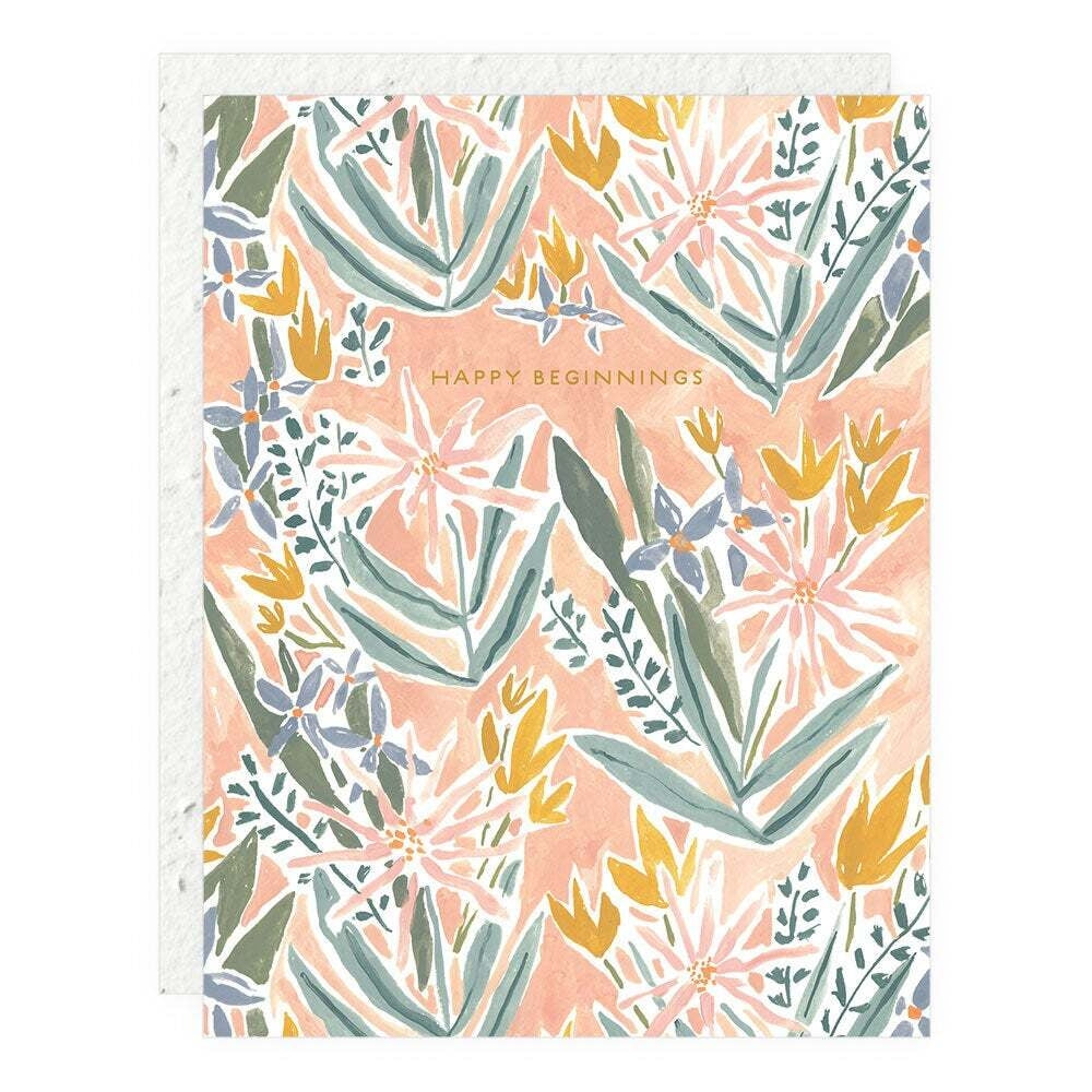 Happy Beginnings Wedding And Engagement Card