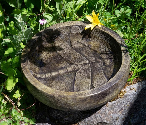 Cast Art Studios- Dragonfly Bowl Birdbath