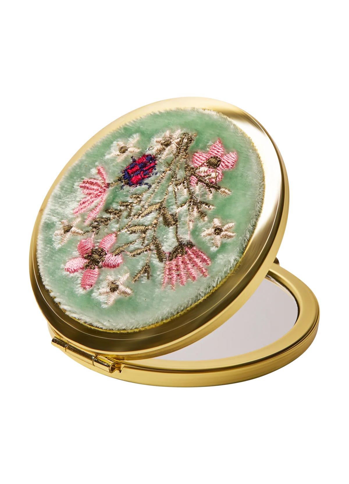 Embroidered Mirror - Aqua Bouquet