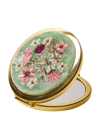 Embroidered Mirror - Aqua Bouquet