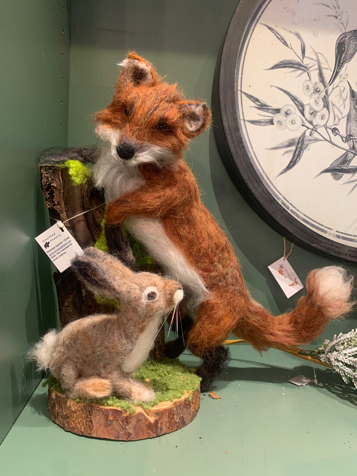 Knotted Theory - Needle Felted Fox & Rabbit Sculpture