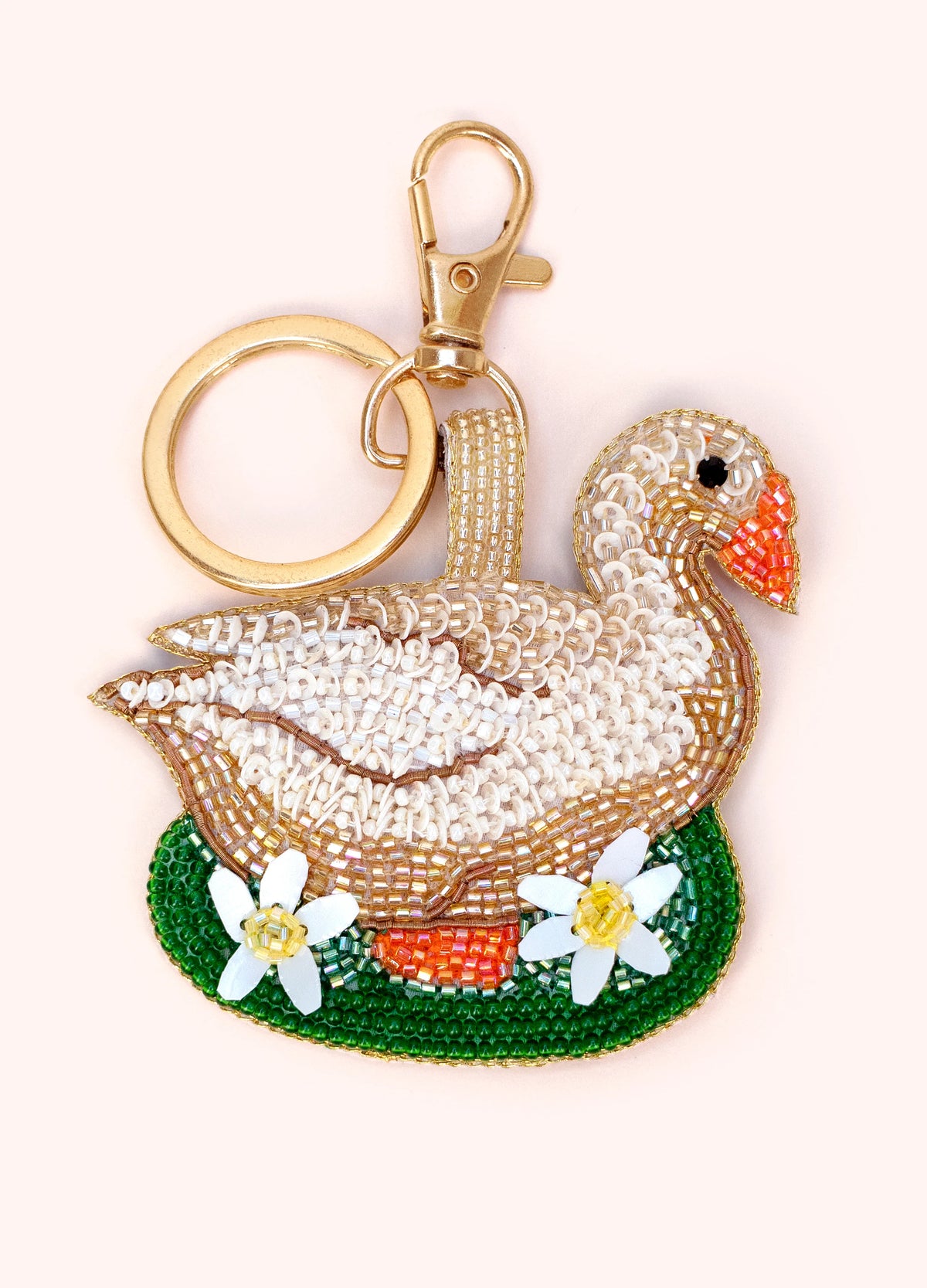 Garden Goose Beaded Keychain